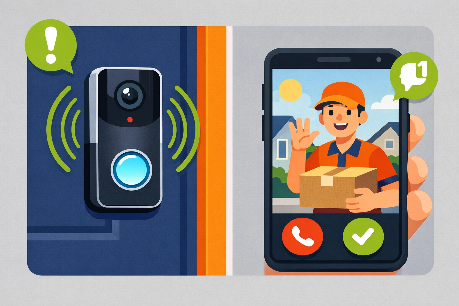 Smart video doorbell with smartphone monitoring for home security