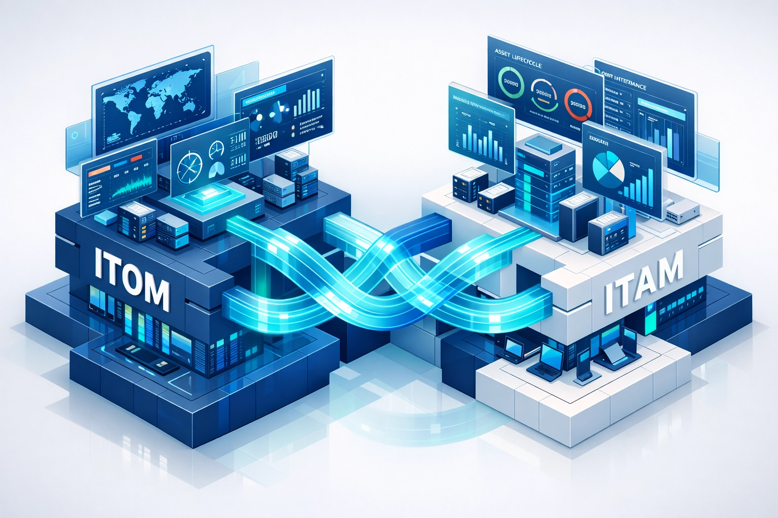 ServiceNow ITOM and ITAM integration displaying real-time asset monitoring and license reconciliation