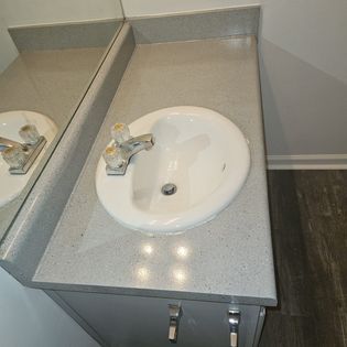 Renovated bathroom countertop and sink