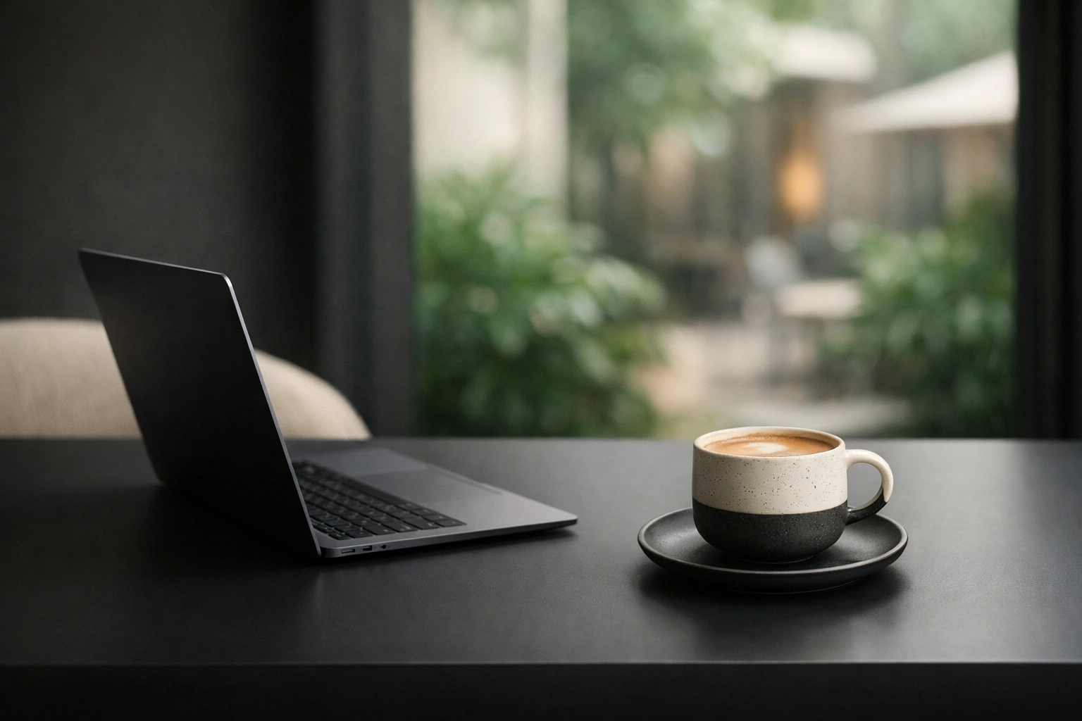 Automated hotel back-office workspace featuring a laptop for efficient property management systems.