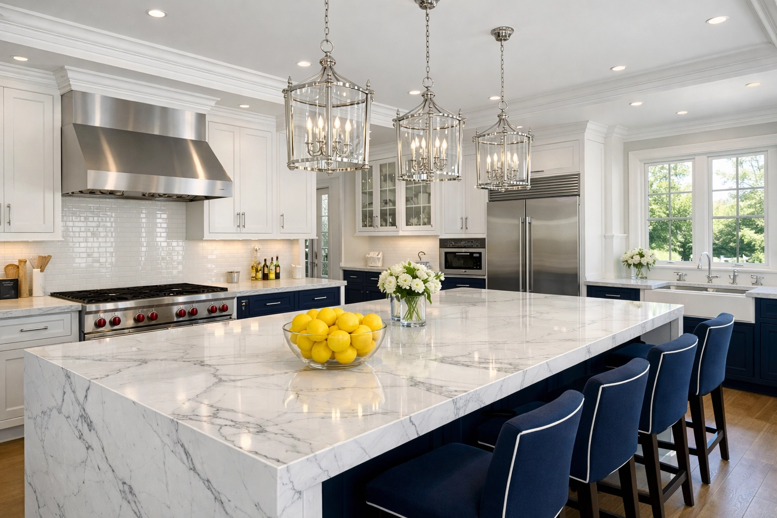 Spotless gourmet kitchen in a Lynnfield estate reflecting the high standards of luxury cleaning in Lynnfield.