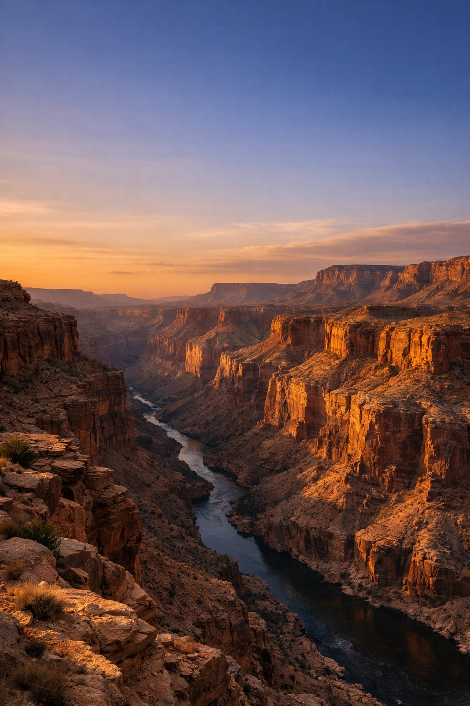 Desert canyon at golden hour showing professional landscape photography color balance without over-saturation.