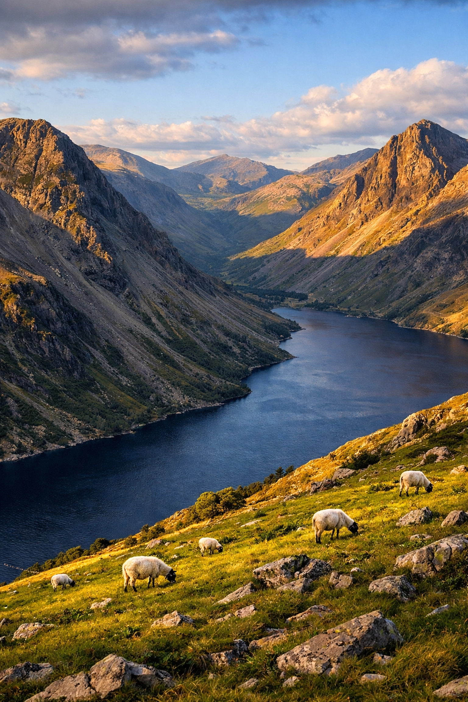 Rugged western Lake District peaks above Wastwater on hidden hiking trail