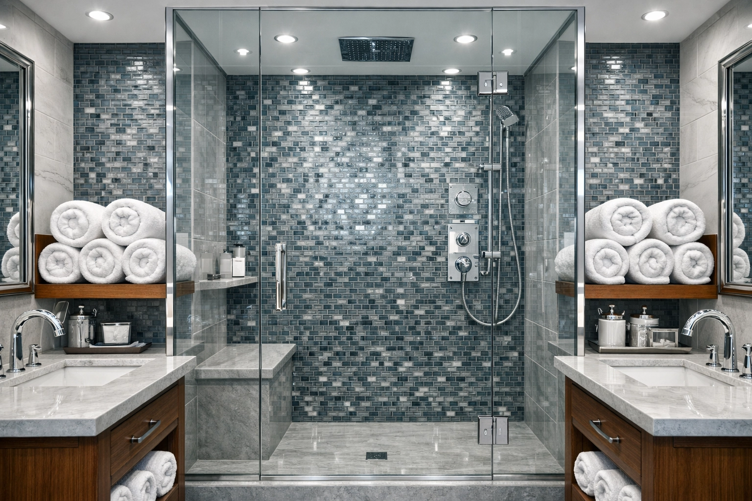 Streak-free shower and polished fixtures from a professional bi weekly house cleaning in Reading.