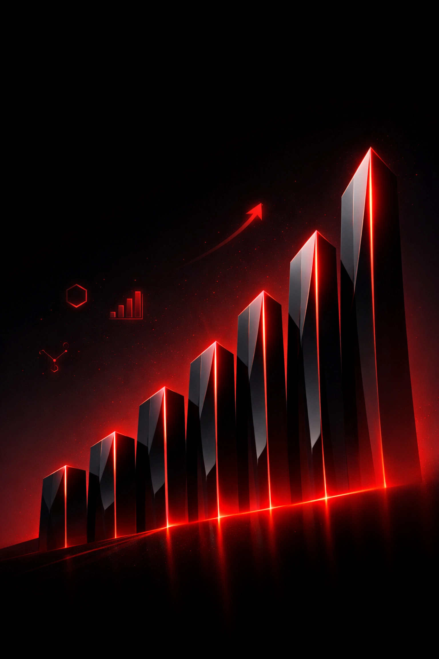 Rising digital pillars visualizing the ROI and revenue growth achieved through AI personalization at scale.