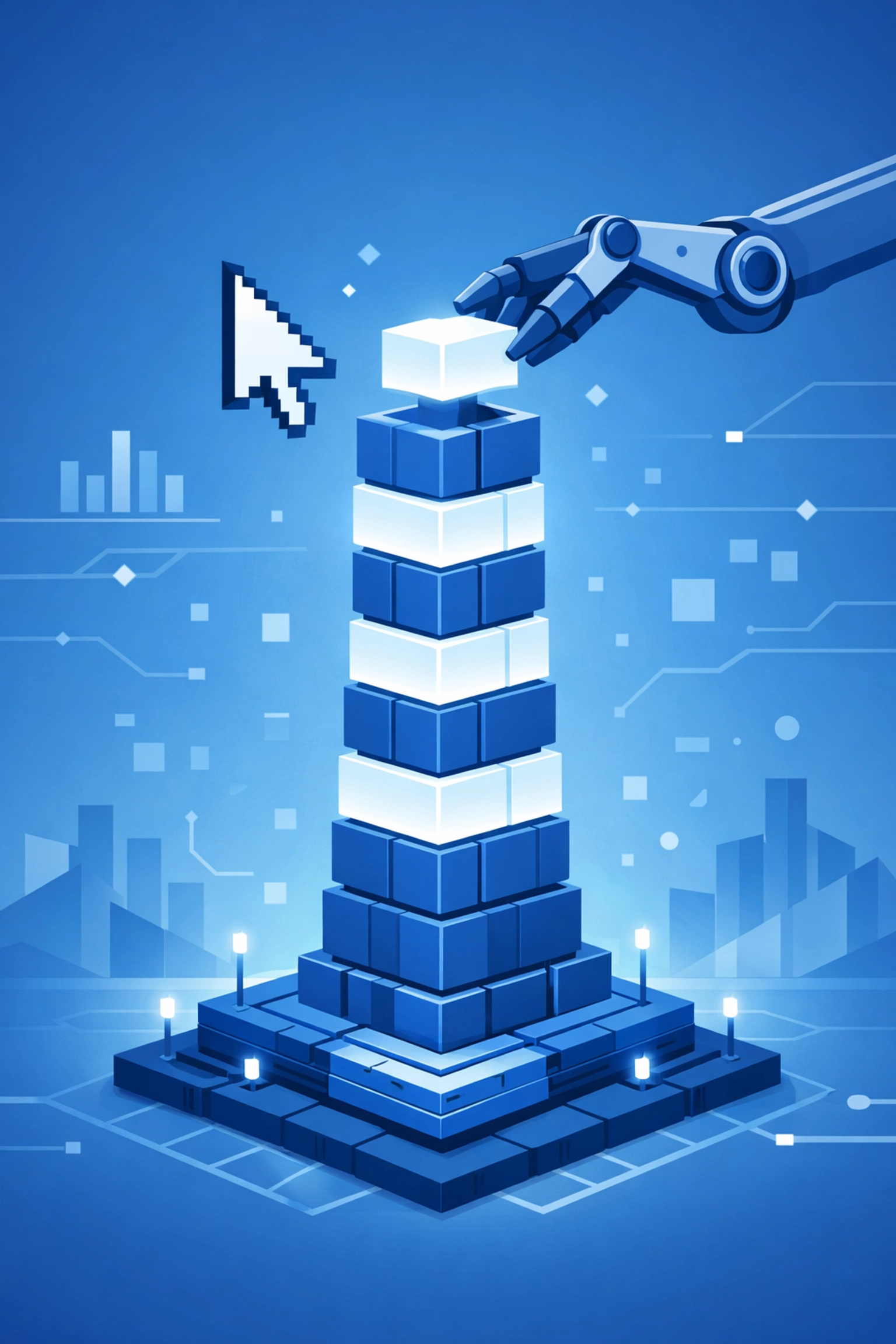 Modular blocks building a stable structure to represent a scalable foundation for custom web development.