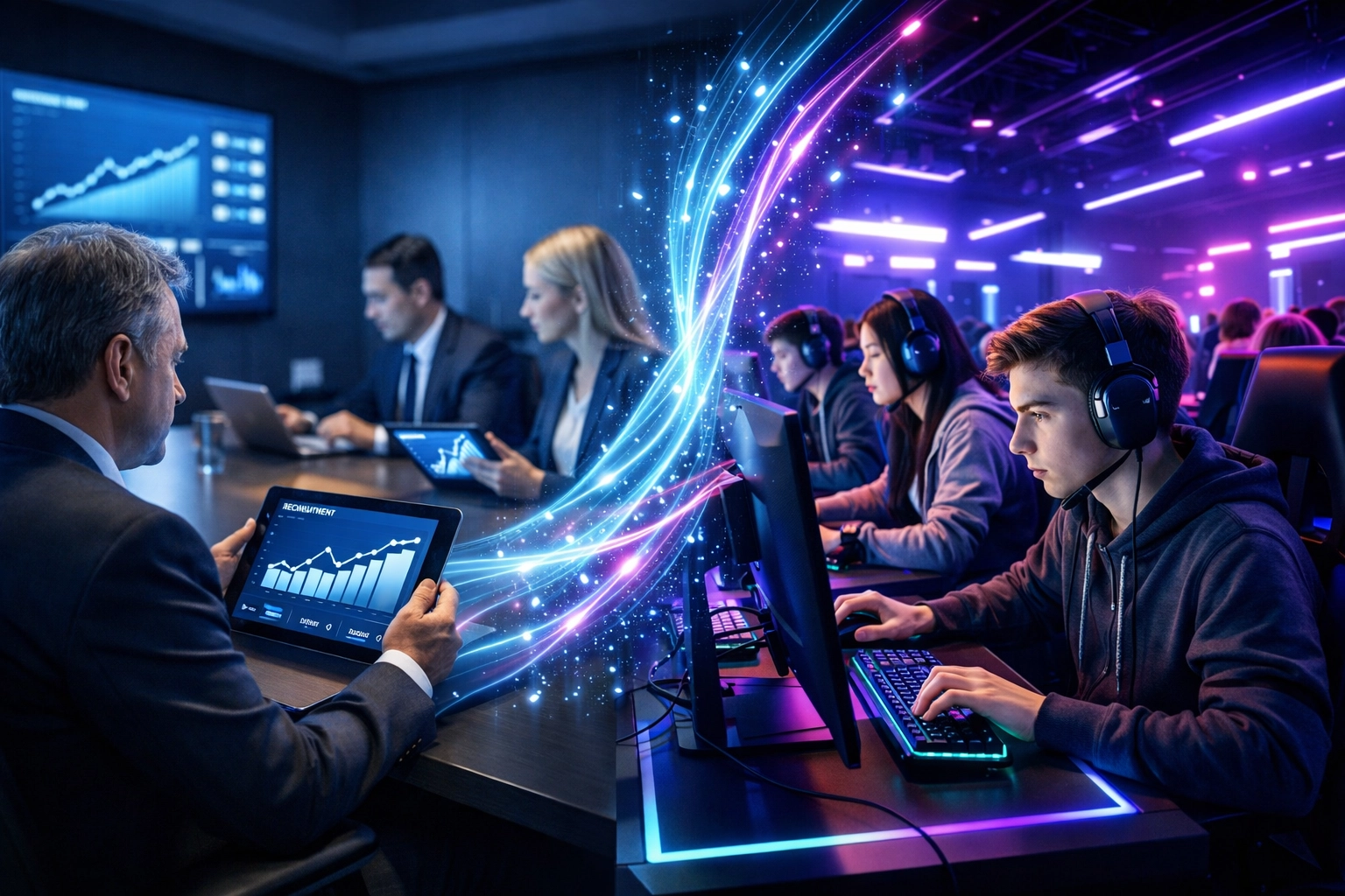 Corporate executives and high school esports students connected through workforce development pipeline