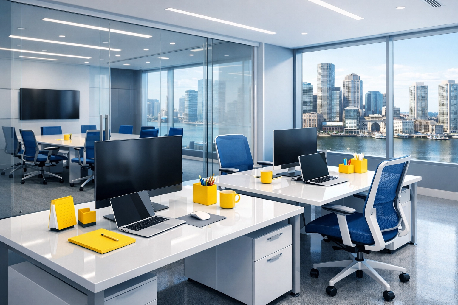 Clean office workspace in Boston showing Why The Cleaning Ninjas are Boston's Top Choice for commercial cleaning services.