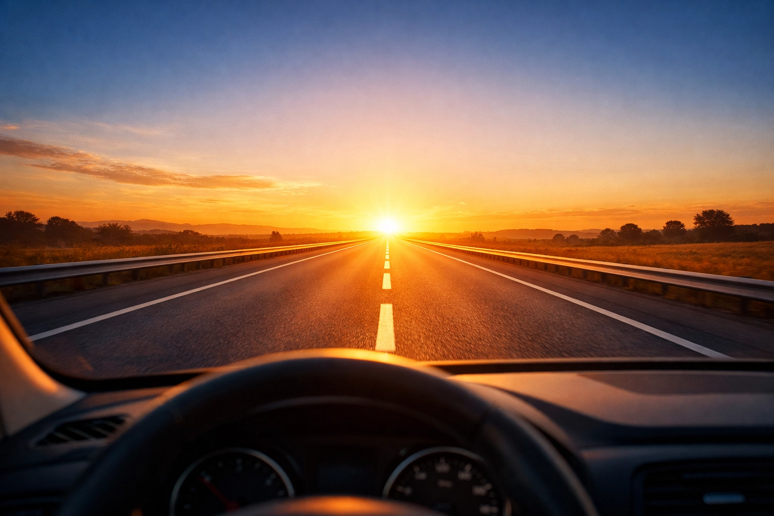 A clear highway at sunset representing the path to growth with a professional Google Ads strategy.