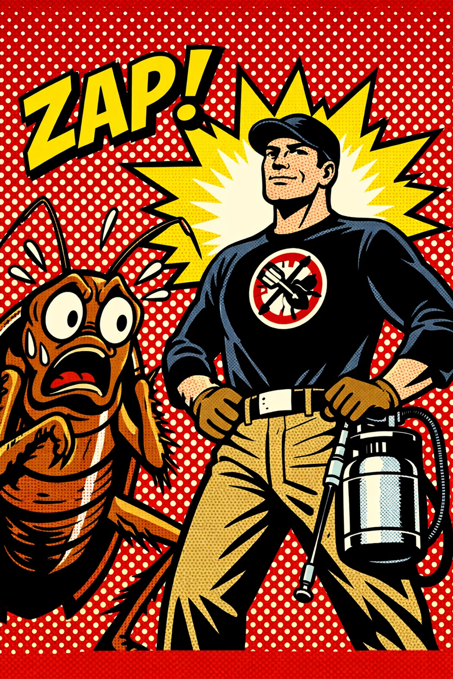 Local pest control technician in Walker County AL scaring away a large cockroach.