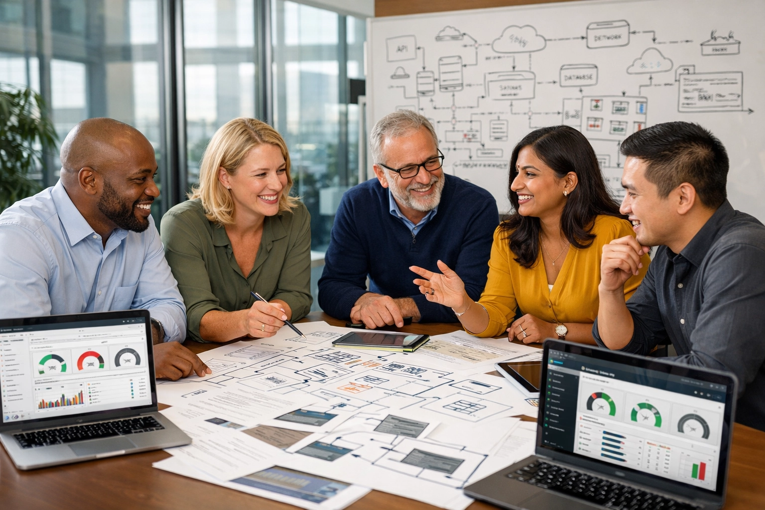 ServiceNow consulting team collaborating on ITOM implementation strategy and architecture planning