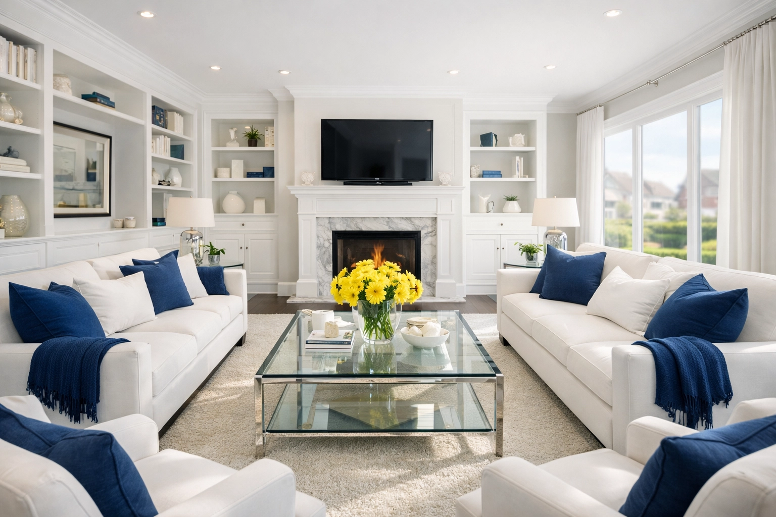 Spotless and airy Worcester living room after professional maid services Worcester.