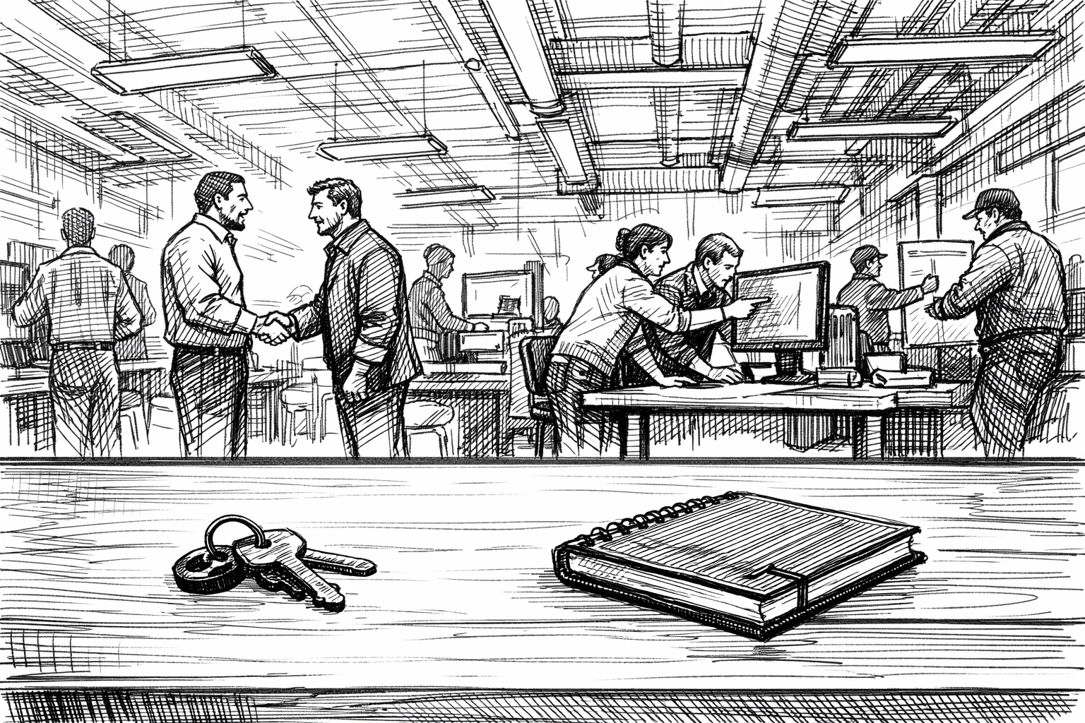 A thriving office and productive team following a successful and planned business owner exit transition.