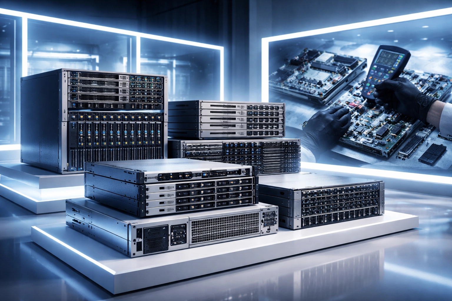 Enterprise IT hardware displayed for value recovery showcases strategic IT asset disposition and hardware buyback opportunities