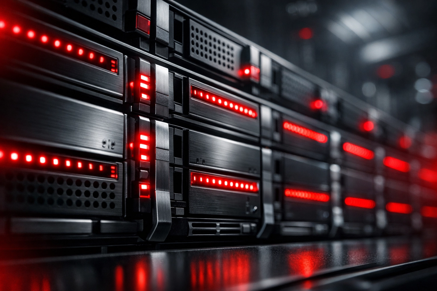 High-performance server array powering fast website hosting and AI search engine visibility.