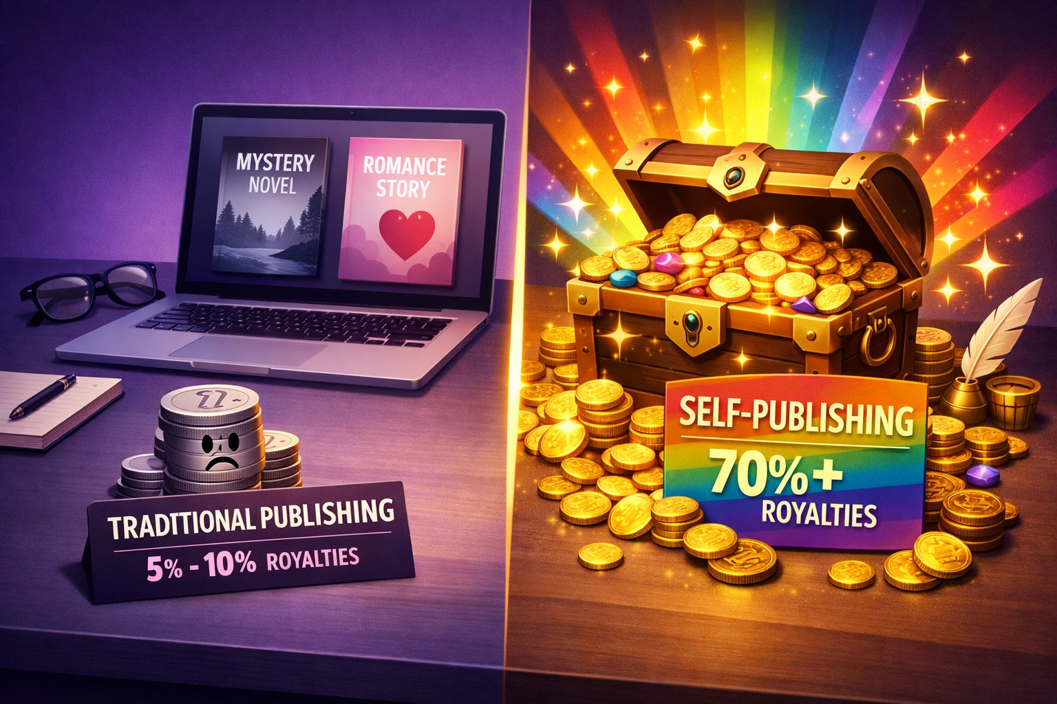 LGBTQ+ author royalties comparison showing higher earnings with Read with Pride platform