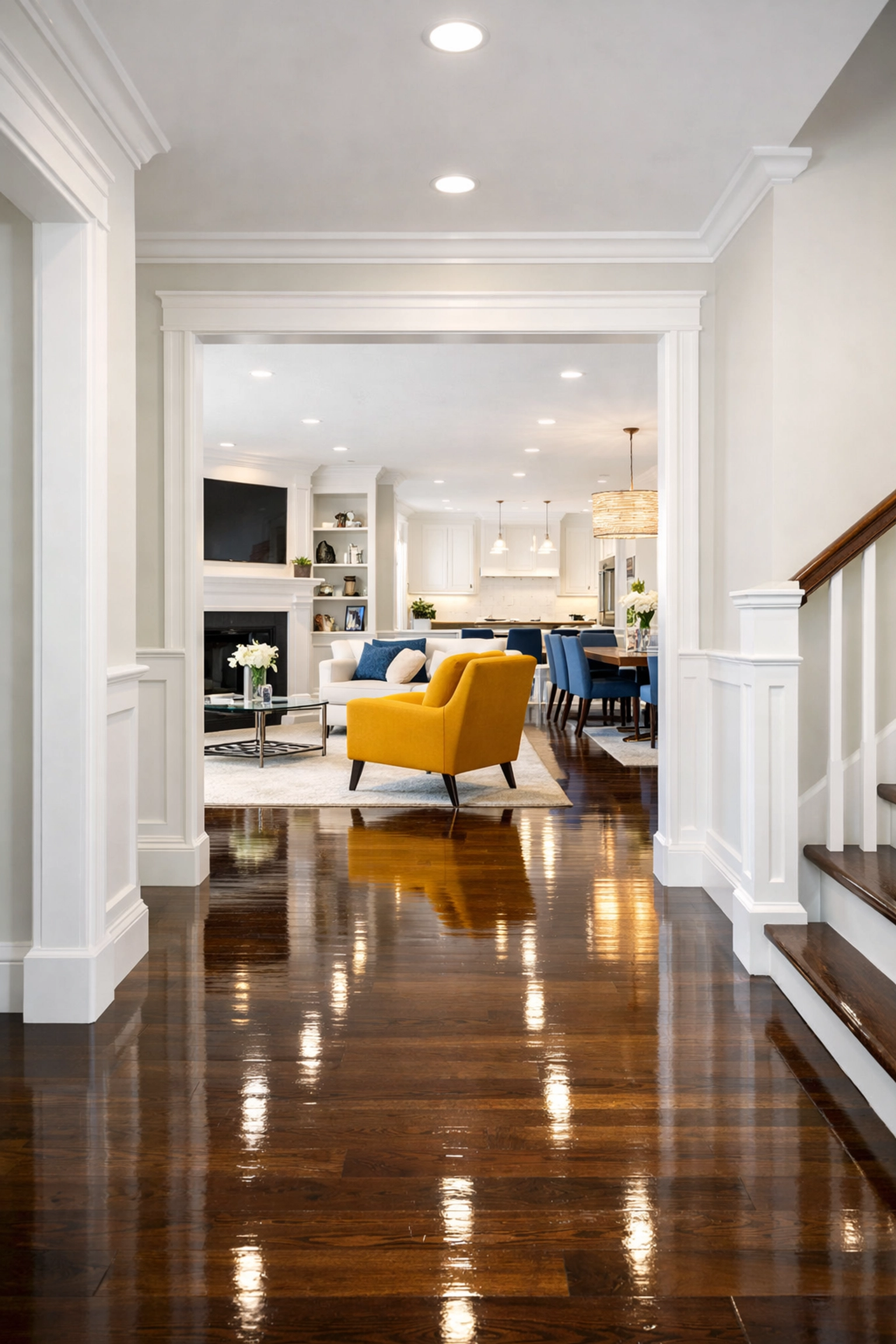 Clean open-concept home in Massachusetts demonstrating the stress-free luxury of a bi-weekly house cleaning routine.