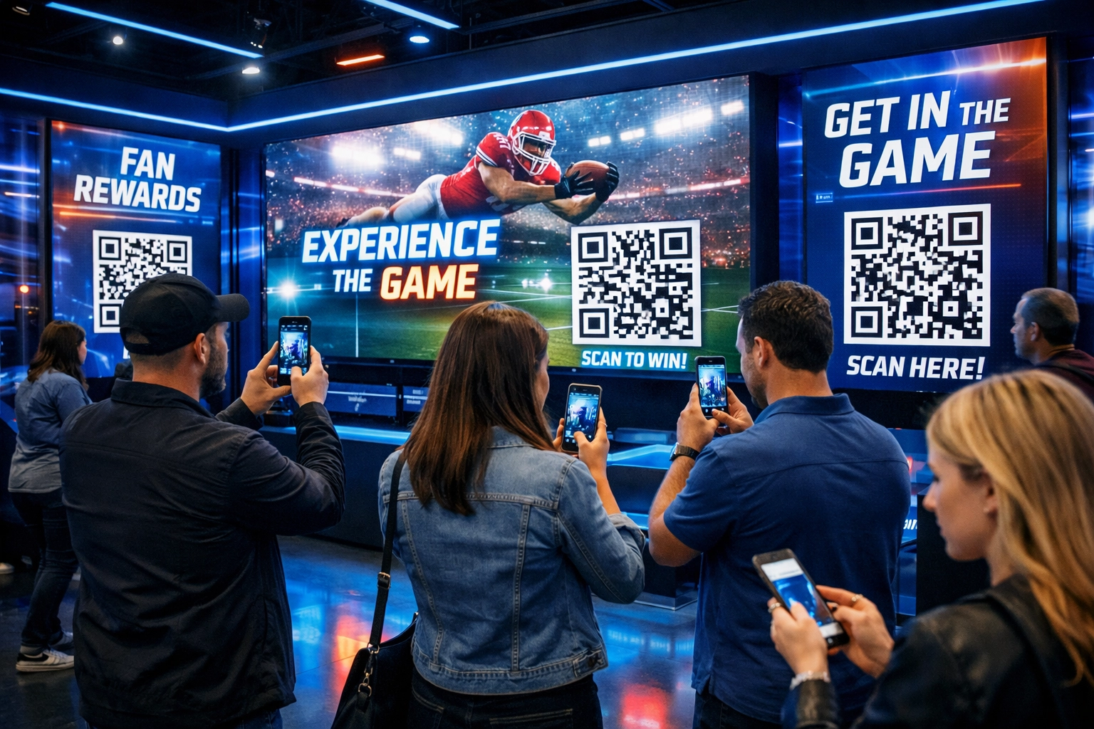 Sports venue brand activation featuring LED displays and digital engagement technology