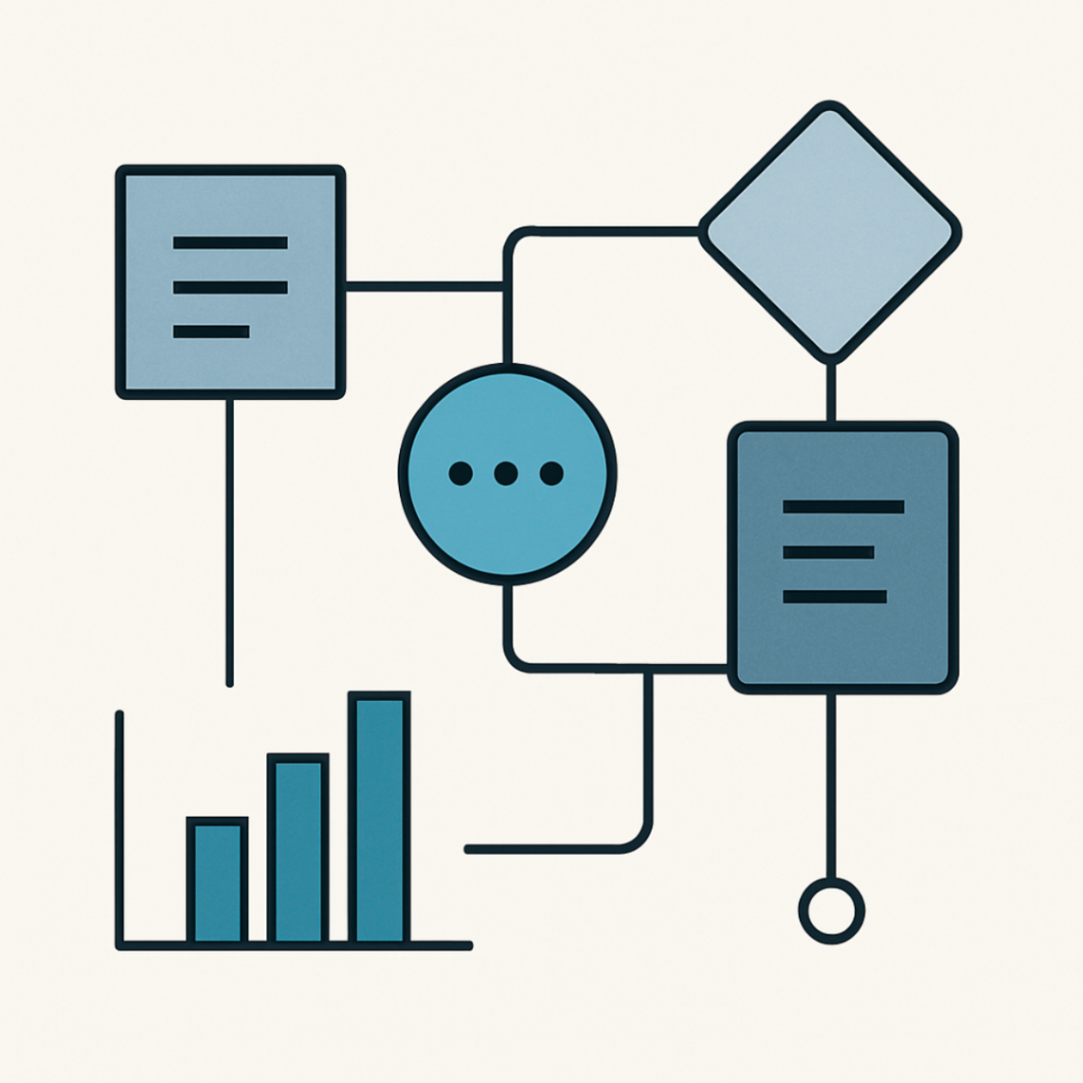 Flowchart and Bar Graph Icons Process & Data