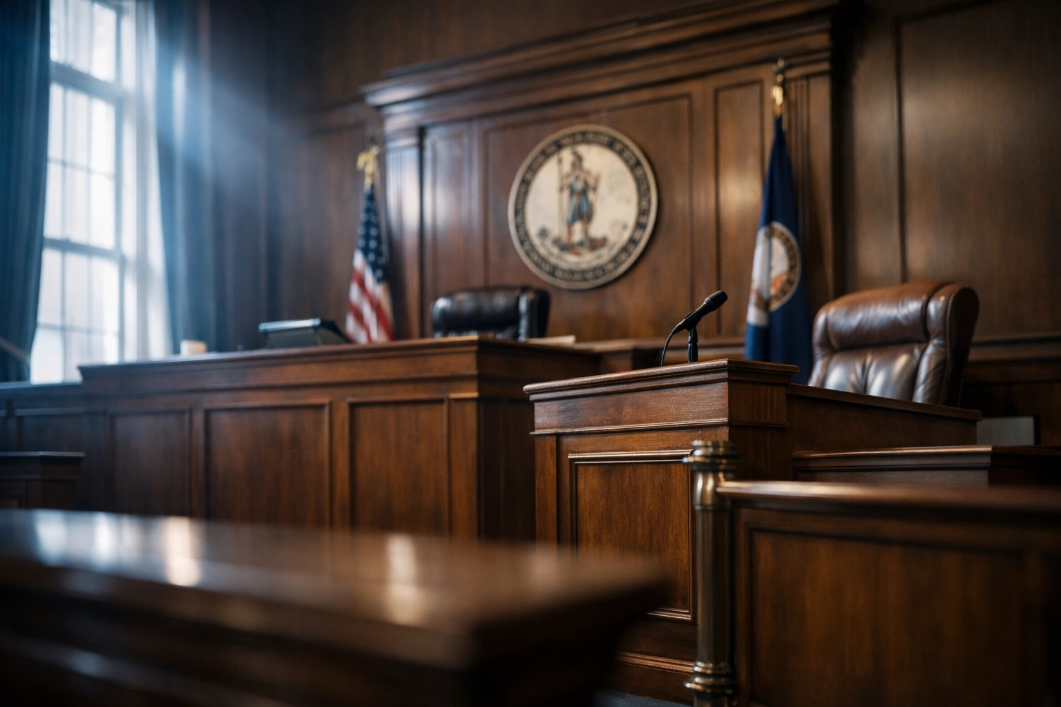 Virginia Beach courtroom interior where family law cases are heard