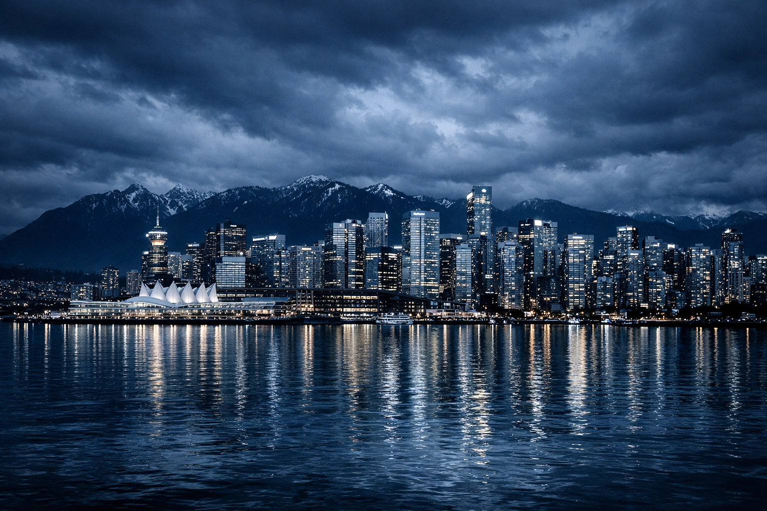 The Vancouver skyline at twilight representing high-value Canadian real estate markets.