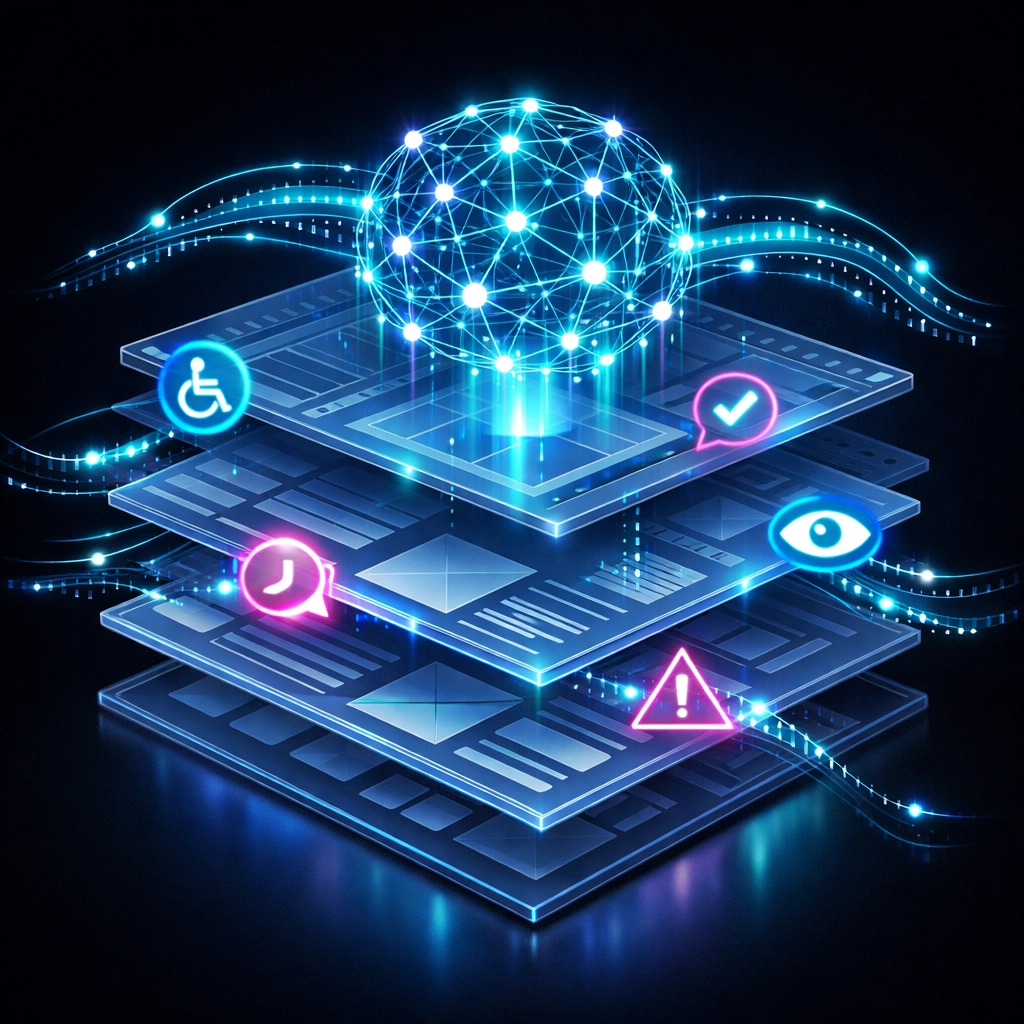 AI-powered system scanning web pages for accessibility violations and WCAG compliance