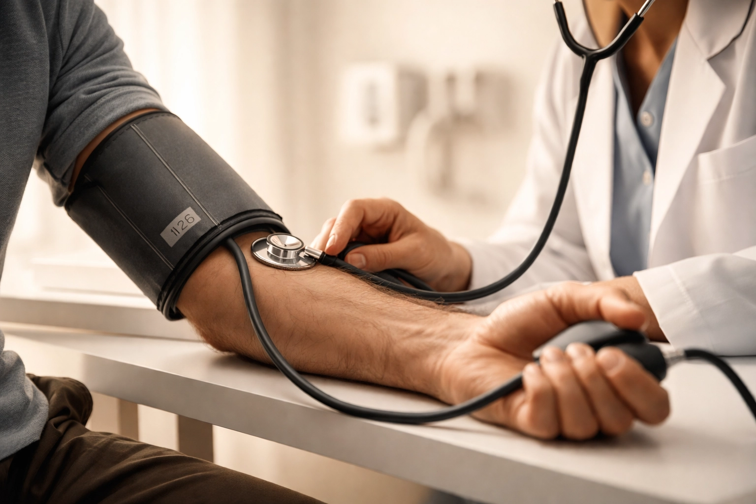 Patient getting blood pressure checked by a healthcare provider during a personalized ED visit in Las Vegas