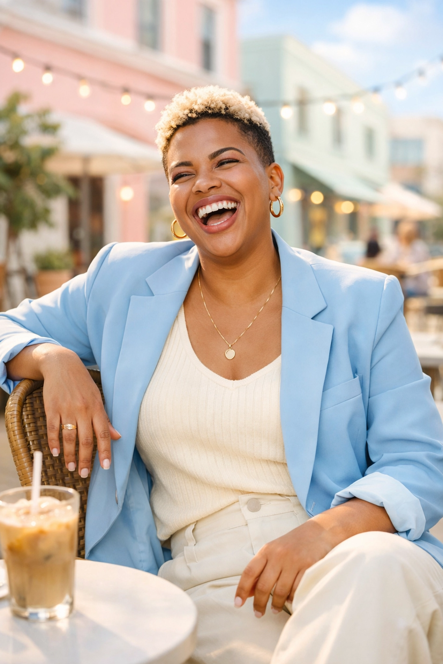 A joyful individual celebrating progress and resilience after LGBTQ+ affirming counseling in Georgia.