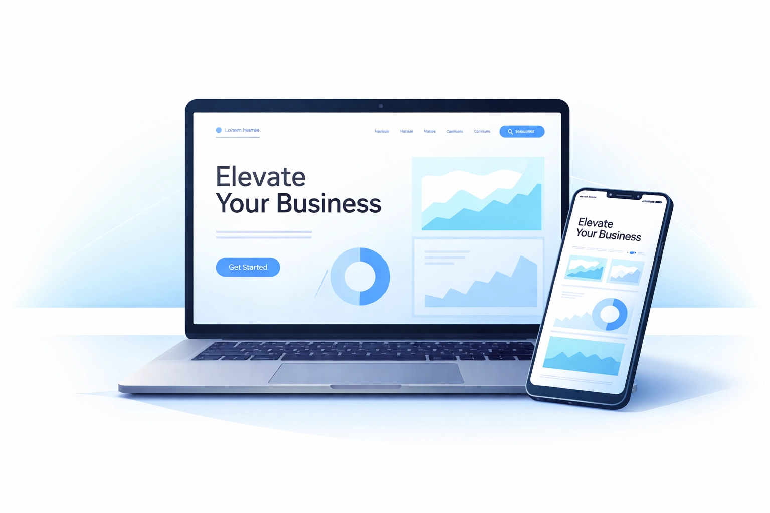 Modern website displayed on laptop and smartphone, highlighting seamless multi-device web experience