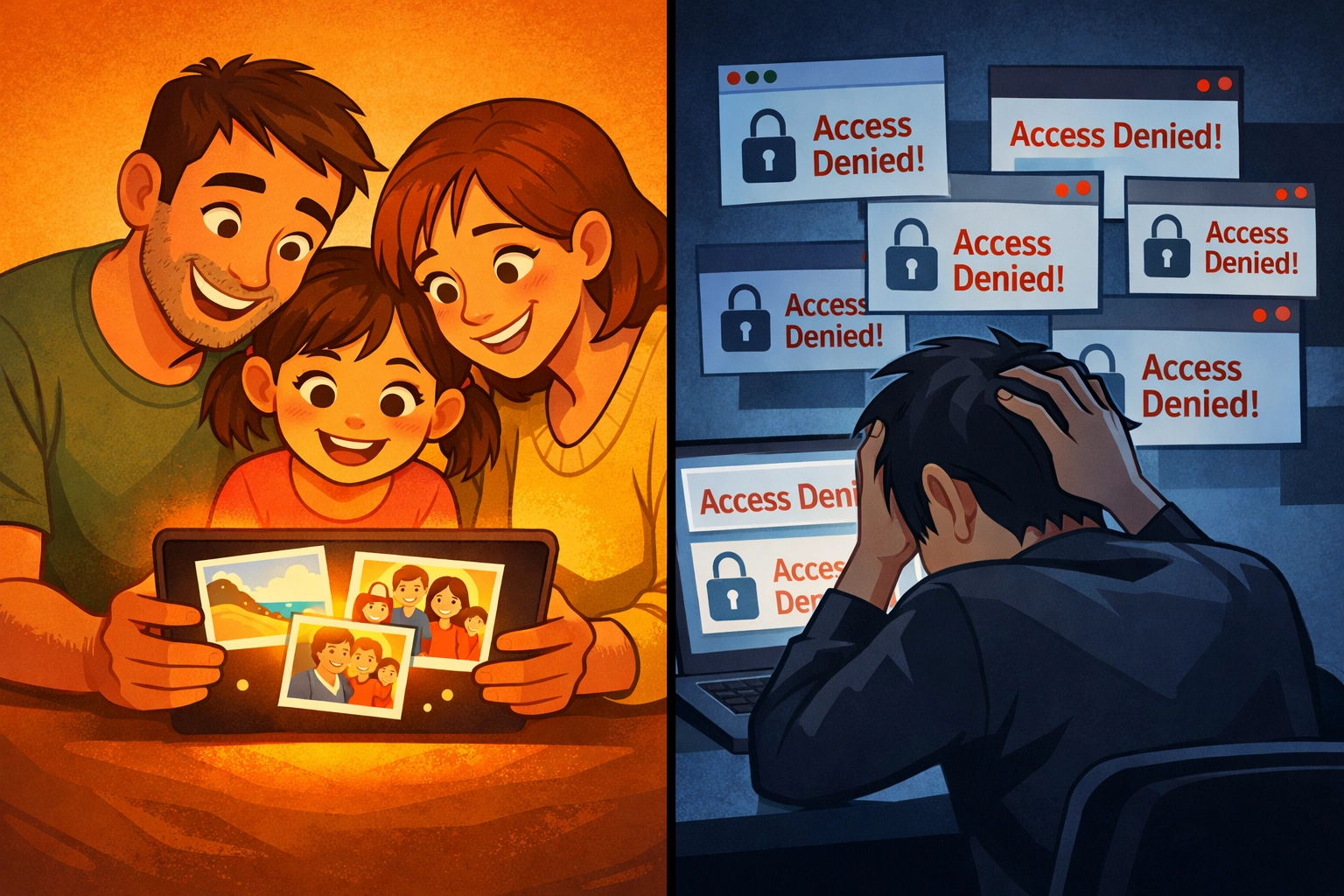 Family accessing digital memories versus being locked out without proper will planning