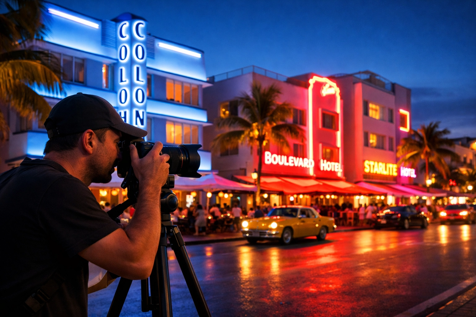 Professional photographer capturing high-quality content in Miami, ready for fast client delivery.