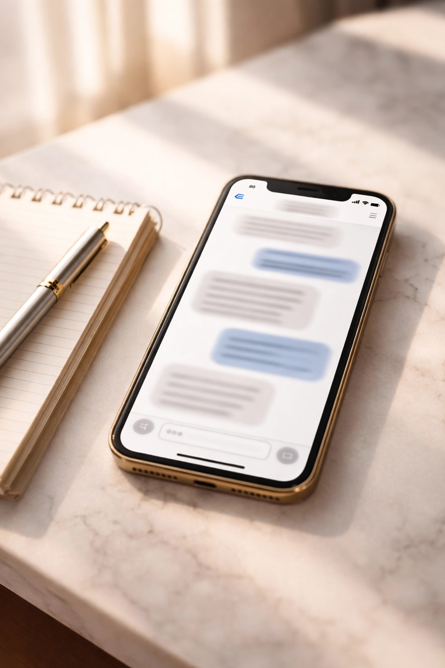 Phone displaying blurred messages next to a notepad, highlighting documentation of threatening messages in a Virginia divorce