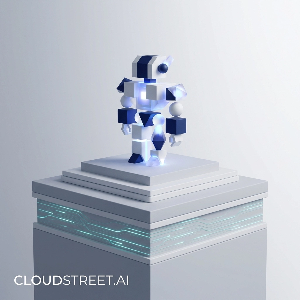 Layered foundation with digital AI icon illustrating how unified data powers automation and Agentforce in B2B commerce