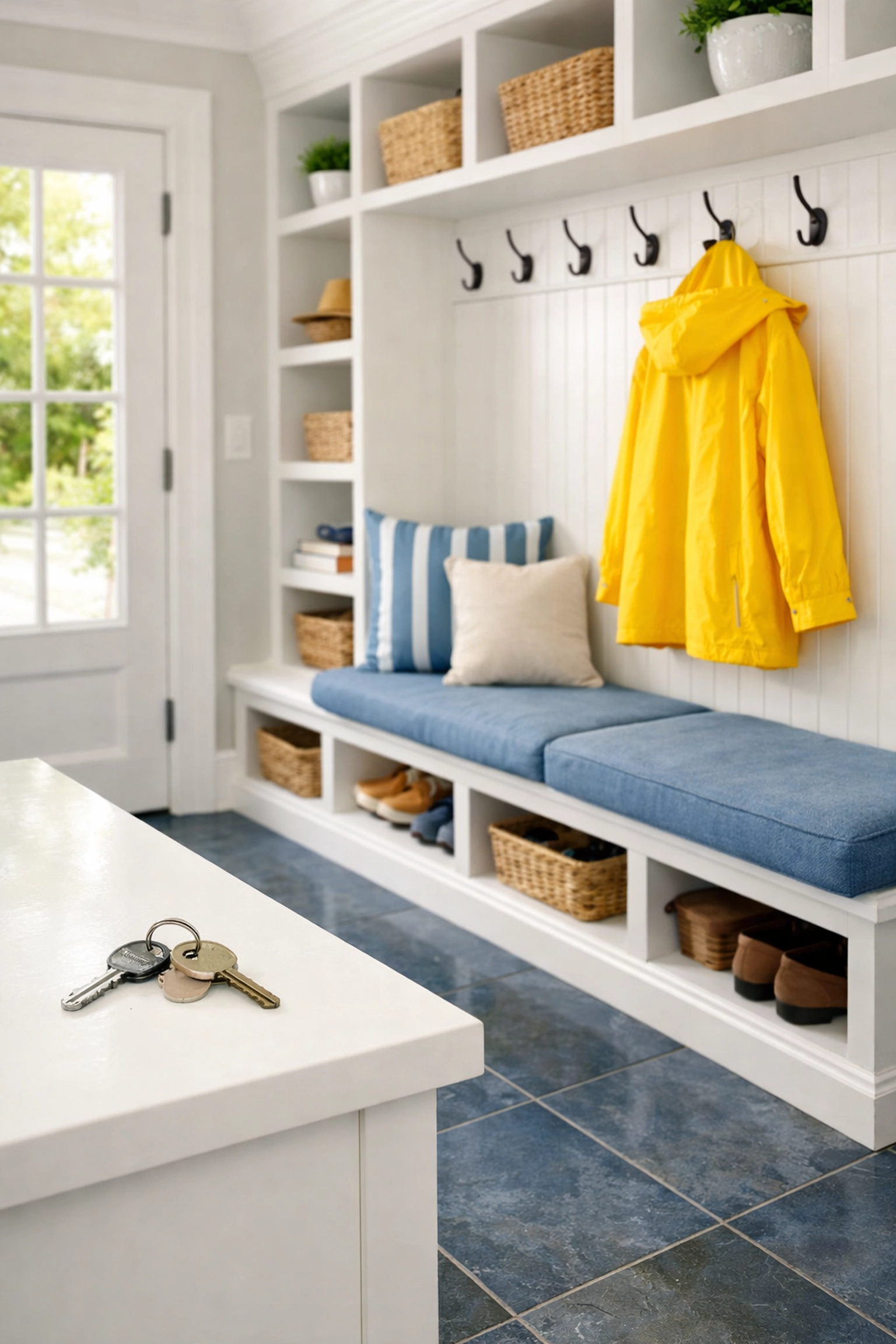 A spotless, organized entryway in an Acton home ready for new owners after a professional clean.