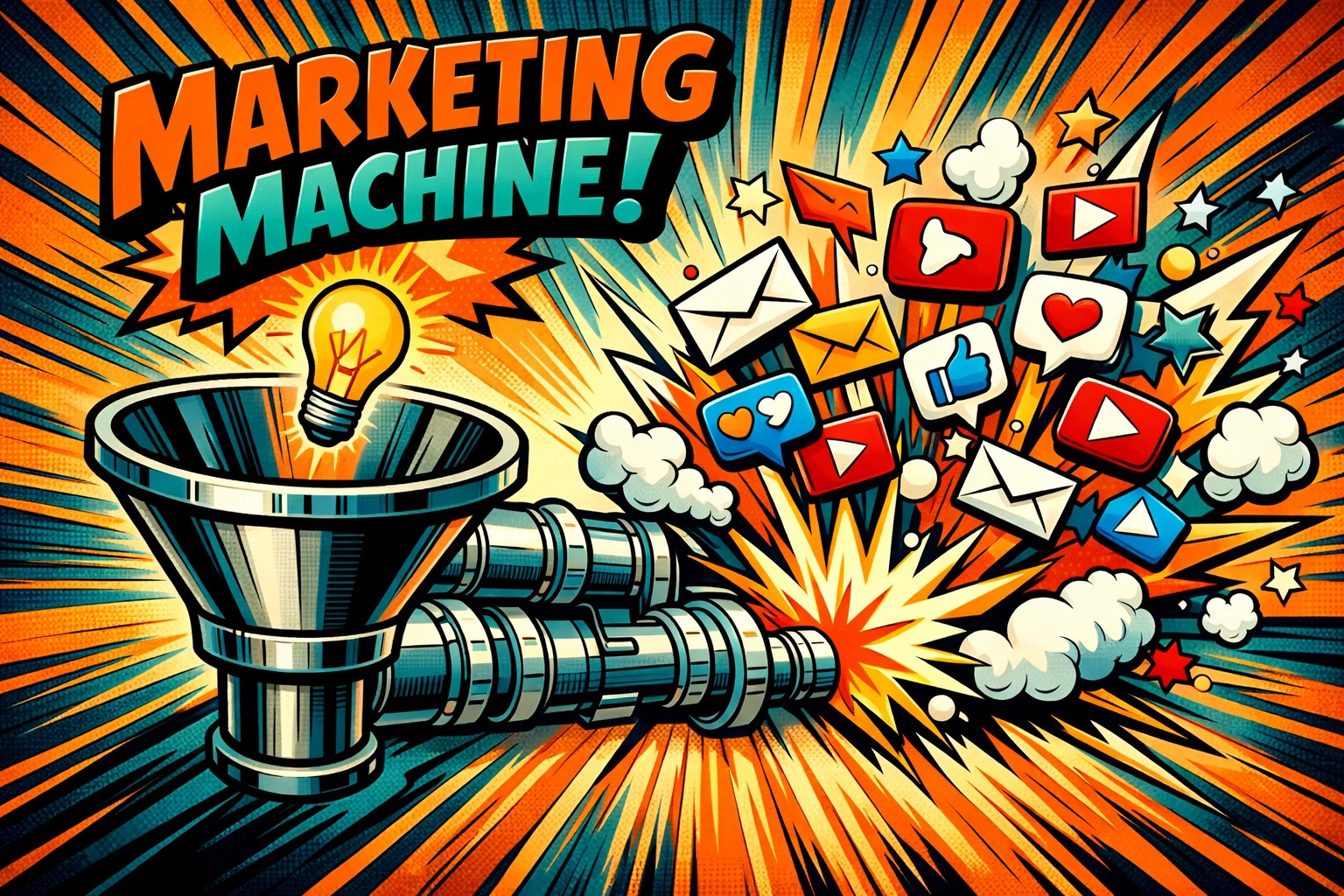 Automated marketing machine and AI content generator for small business scaling social media.
