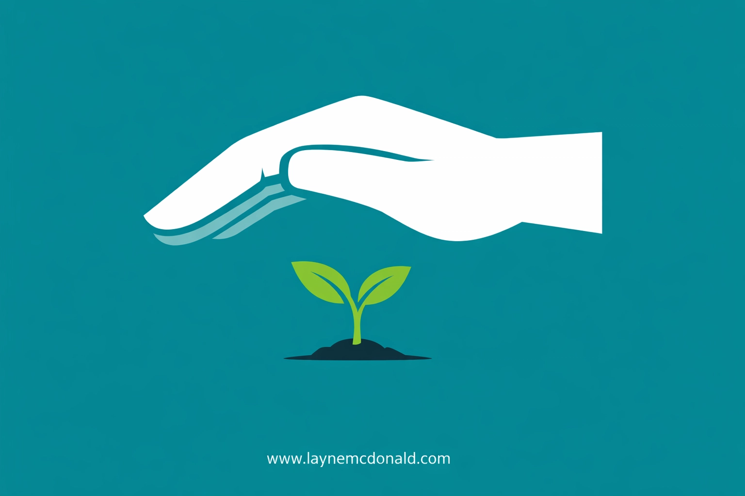 A protective hand over a sprout representing strength and Christian moral values.