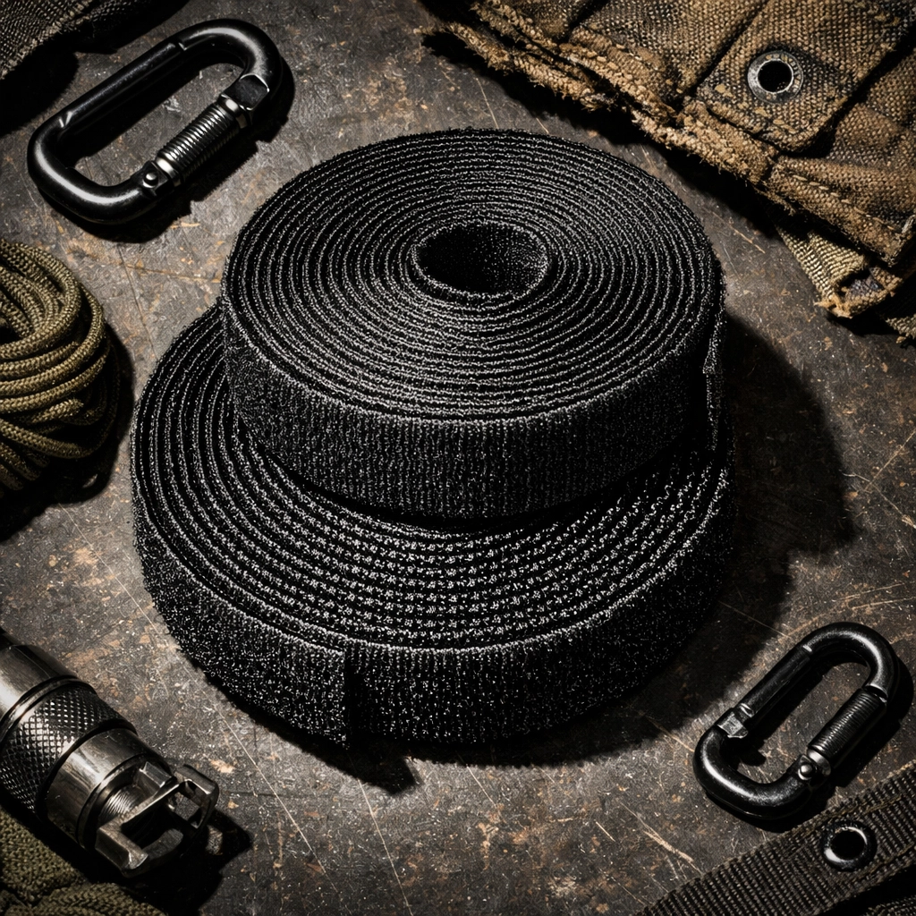 High-quality nylon hook and loop material with tactical gear and paracord