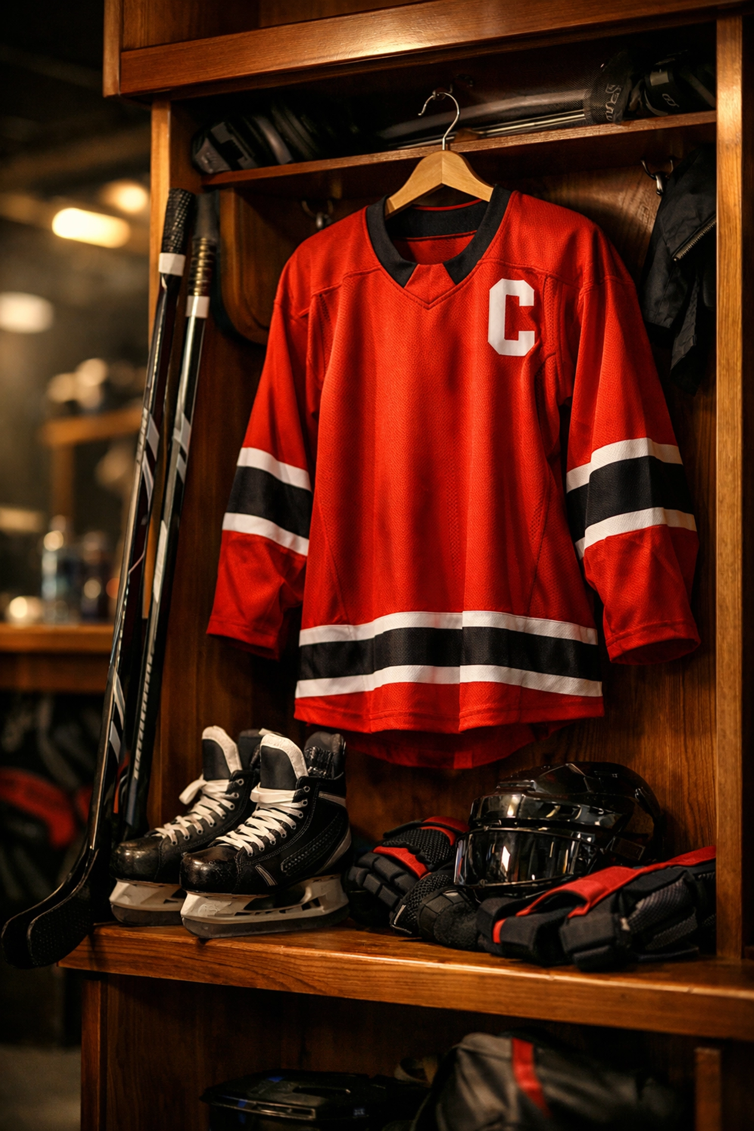 Montreal Canadiens jersey and gear in a locker room, symbolizing the team's 2026 championship drive.