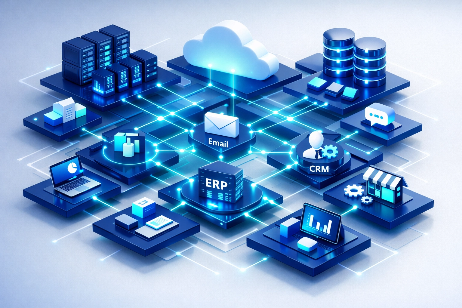 ServiceNow Service Mapping network topology showing interconnected business services and ITOM infrastructure