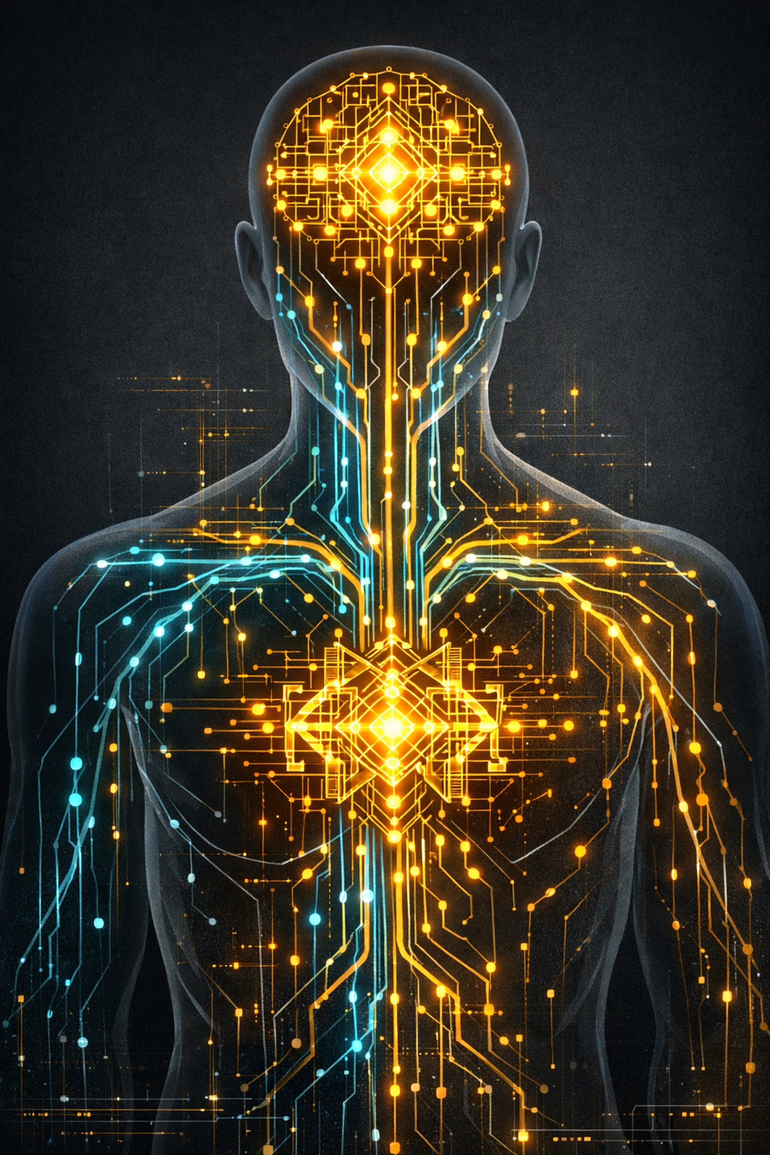 Conceptual art of human circuitry representing the integration of empathy and logic in technical systems.