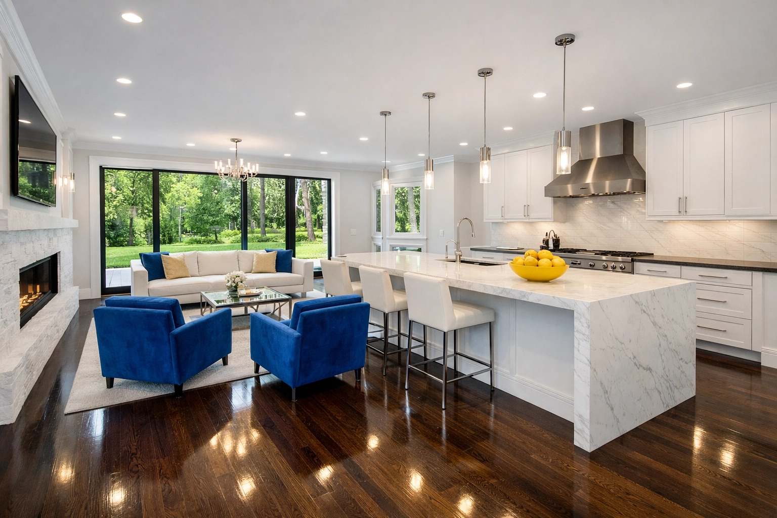 Immaculate open-concept home in Lincoln following a professional post construction cleaning service.