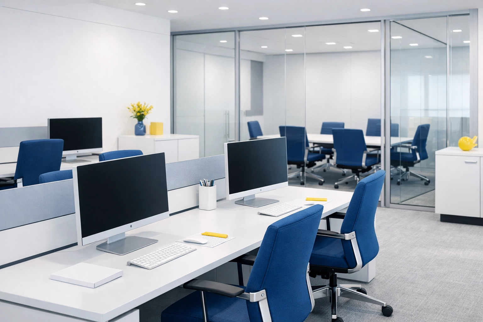 Spotless Mansfield office space showing clean desks and organized workspace for professional commercial cleaning.