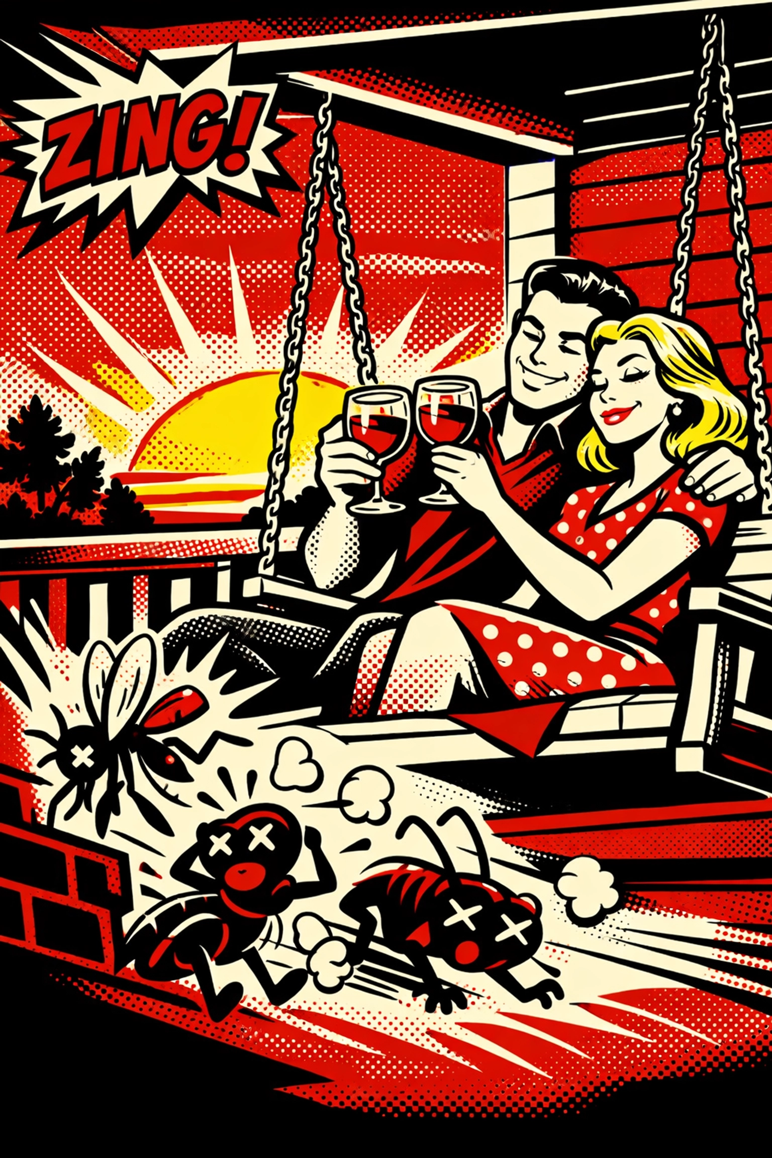 Couple enjoying pest-free backyard date night in Walker County Alabama after pest control service