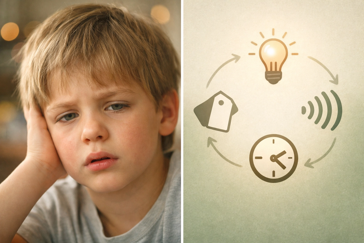 Signs of sensory overload in children showing common environmental triggers and overwhelm