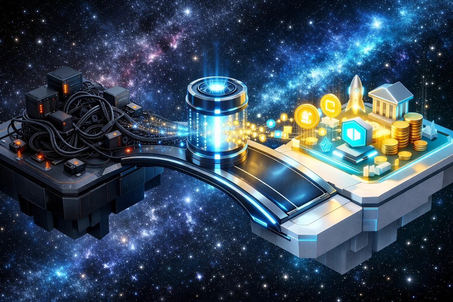 AI technology bridging traditional finance to the Larecoin ecosystem for lower merchant fees and instant crypto payments.