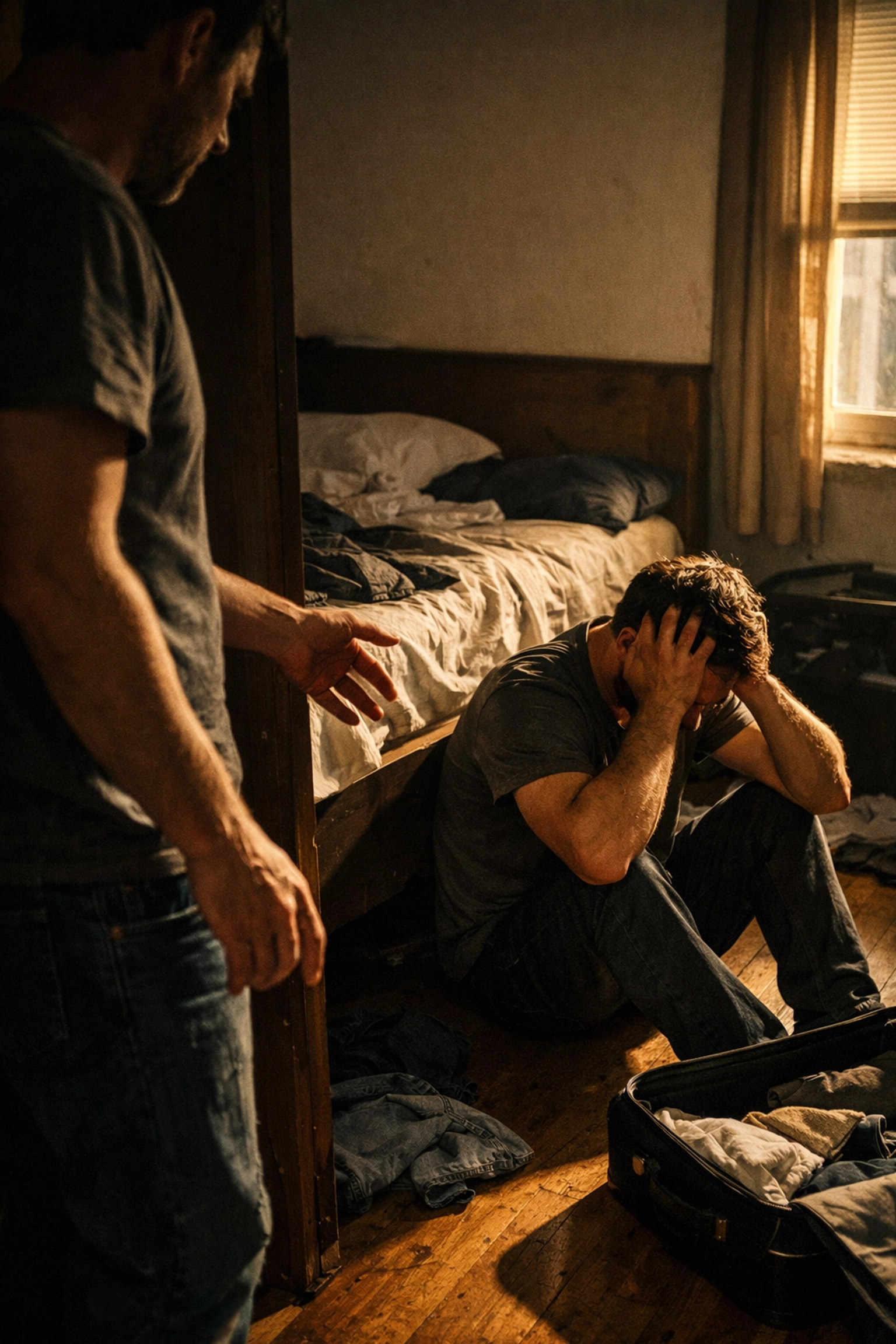 Raw heartbreak moment between two men - authentic gay fiction emotional storytelling