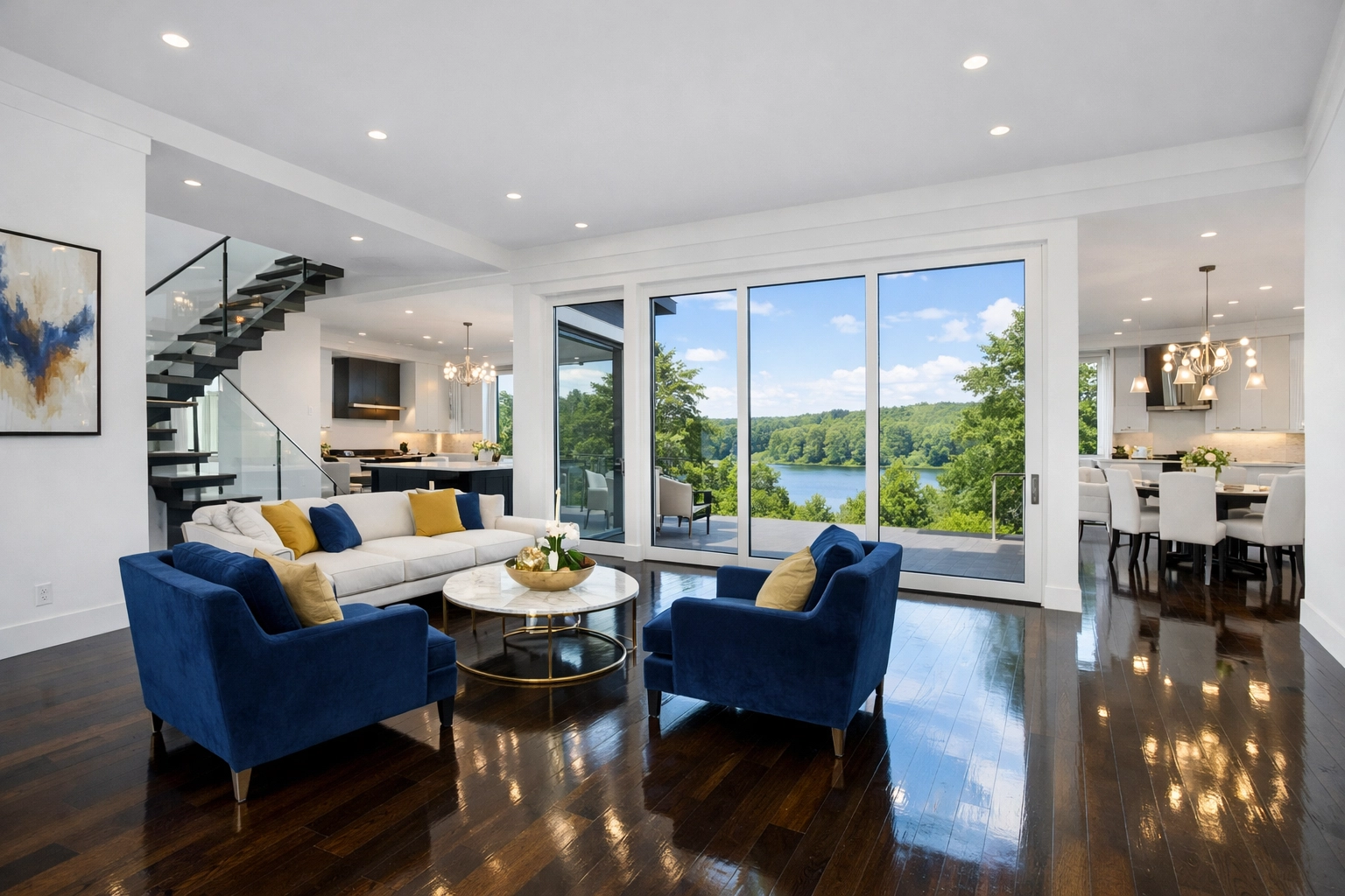 Gleaming hardwood floors in a modern home following a bi-weekly house cleaning Lincoln visit.