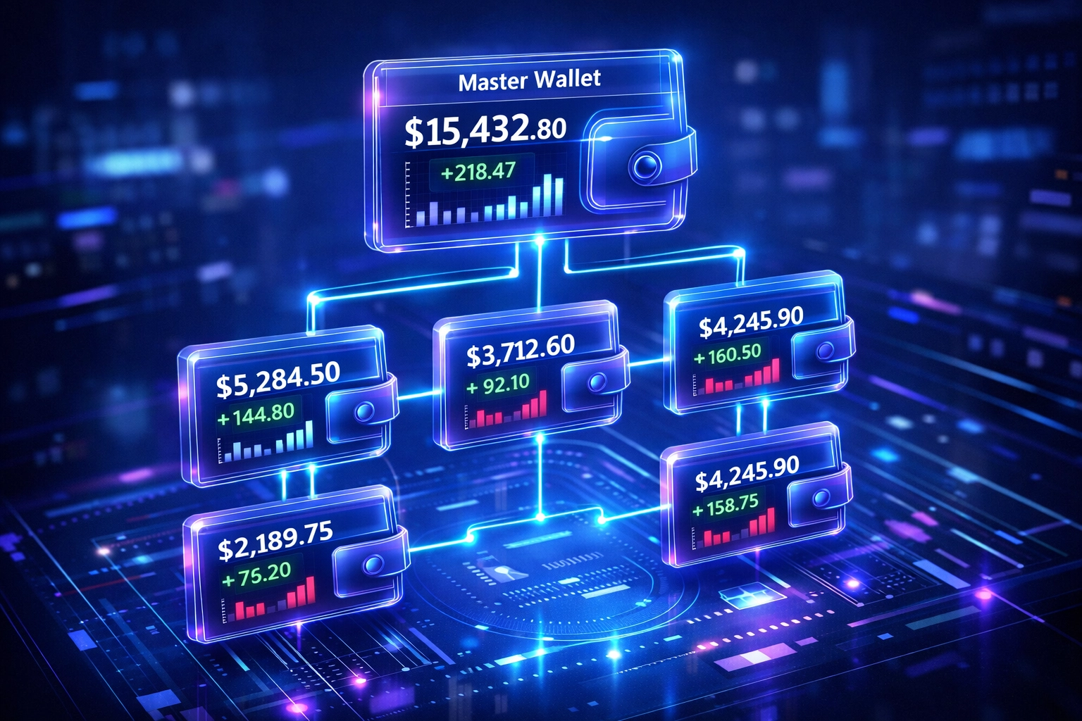 LareBlocks master and sub-wallet dashboard for enterprise payment management