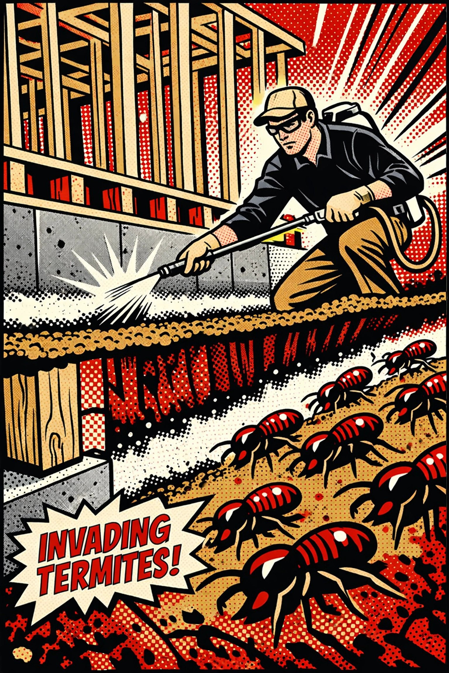 Termite pre-treatment chemical barrier application around new home foundation in Alabama