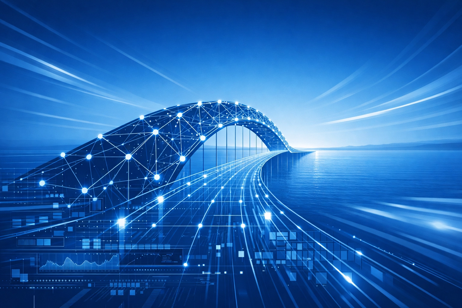 A digital bridge symbolising a smooth transition for a retiring accountant selling an accountancy firm.